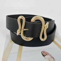 Ceinture pour Jeans, de luxe, en cuir pu, pour femme, tenue à la taille de , avec boucle serpent