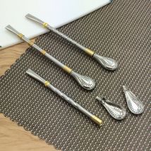 Yerba Mate-filtre à thé, cuillères en acier inoxydable, ampoules de gourde, accessoire à café lavable