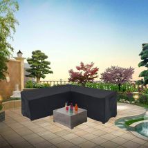 Housse de canapé d'angle en V noir | 270x270x90 D x 78 H cm pour l'extérieur, Protection étanche à toutes les températures