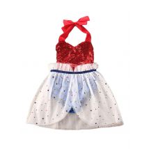 0-24M été -né bébé filles barboteuse robe paillettes dentelle licou sans manches ceinture combinaisons Tutu robe