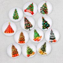 Weihnachten bäume Gemischt Farbe Gedruckt Glas mosaik Cabochons Runde Cabochons Fliesen, für Handwerk Schmuck Machen
