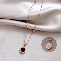 Collier coquille en acier inoxydable pour femmes, bijoux de luxe, collier coquille, chiffres romains, bijoux de mariage, bonne