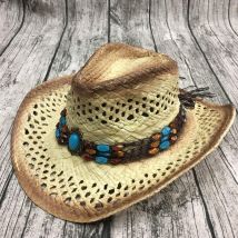 Chapeau de Cowboy en raphia pour hommes et femmes, fait à la main, avec corde Punk, casquette à large bord, Protection solaire, unisexe, été