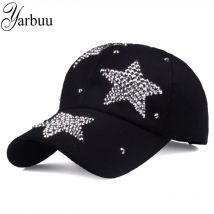 YARBUU-Casquette de baseball pour femmes, nouvelle de , Casquette à strass avec trois étoiles, Casquette pour femmes, couleur unie