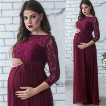 Robe de maternité pour femmes enceintes, vêtements de grossesse, manches longues, en dentelle, Maxi, fête, vêtements de maternité pour accessoires de photographie,