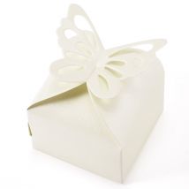 50pcs papillon décoration dragées boite pour mariage décoration bapteme naissance Ivoire