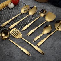 Ustensiles de cuisine en titane or acier inoxydable | Cuillère pelle, ustensiles de cuisine, spatule louche ustensiles de cuisine