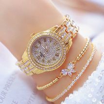 Montres en or pour femmes, célèbre , avec 2 bracelets en diamant doré, 2022,