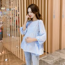 Tunique ample de grande taille pour femmes | Blouse de maternité élégante en coton à la d'été 8008 # pour femmes enceintes, vêtements de grossesse