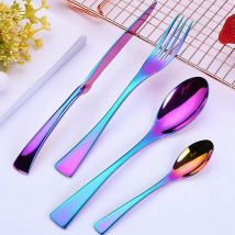 Couverts en acier inoxydable 18/10 | 5 couleurs choisir la vaisselle, couteau à Steak, fourchette cuillère cuillère à thé couverts de table, nourriture occidentale