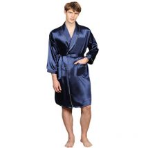 Été hommes robe couleur unie soie peignoir mince à manches longues robes pyjamas homewear vêtements grande taille M-5XL
