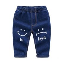 garçon fille Smiley motif jean enfants coréens  u2019s recadrée Denim pantalon printemps vêtements Streetwear