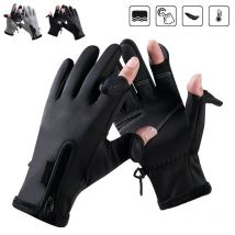 Gants de pêche pour Sports d&#39;hiver, 1 paire, chauds, écran tactile, demi-doigt épais, antidérapants, étanches, cyclisme