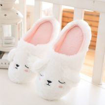 LCIZRONG maison pantoufles pour femmes famille hiver maison chaussures chaude fille chaussures en peluche animaux imprime intérieur tongs