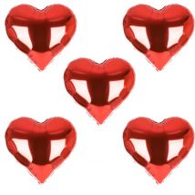 5 pièces ballons coeur en aluminium rouge moyen 60 cm avec vol d'hélium