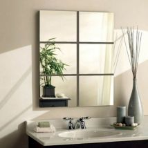 9 pièces carrés miroir Stickers muraux 3D bricolage Stickers muraux mosaïque miroir autocollant maison salle de bain décor auto-adhésif Stickers muraux