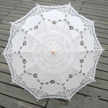 Parapluie de mariage en coton, parapluie de mariée en coton avec dentelle, style Battenburg, décorations de parapluie de mariage
