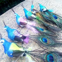 Artificielle paon mousse oiseaux ornement dans/extérieur plante décor