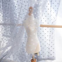 Tissu vintage en maille et dentelle | Tissu de maille à pois, pour bricolage, robe de filles, tissu matelassé, couture, été 0.5 mètre TJ0540
