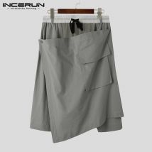 Hommes solide pantalon INCERUN hommes irrégulière goutte entrejambe pantalon poches lâches pantalons homme cordon Streetwear pantalon 5XL