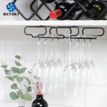 Porte-verre haut en verre, 2 pièces, noir et blanc, support de bouteille de vin, 1 rangée, support de verre à vin vin, vin, champagne, support de verre