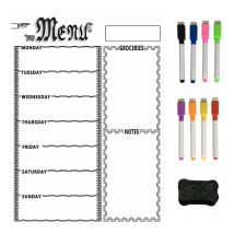 Tableau magnétique de réfrigérateur, Menu hebdomadaire, planificateur de repas, liste d&#39;épicerie, tableau, pour réfrigérateur de cuisine
