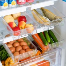 Réfrigérateur tiroir boîte de rangement cuisine suspendus oeuf stockage tri supports automatique rouleau oeuf conservation boîte organisateur