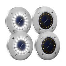 Lumières solaires de jardin de paquet de 4, lumières au sol solaires de 16 Led
