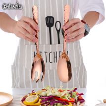 Fourchette grande cuillère à salade antidérapante | Cuillère à salade colorée en acier inoxydable 18/10 formes de serveur de salade, couverts couverts pâtes outils OEM Logo