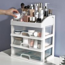 Boîte de rangement en plastique pour cosmétiques, 2/3 couches, organisateur de maquillage, boîte de rangement de brosse, étui à bijoux, porte-articles divers, boîte de rangement de bijoux