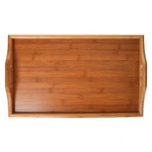 Plateau de service de petit déjeuner en bambou naturel avec poignée servant de petit déjeuner au lit ou utilisé comme Table de télévision Table de lit pliable bureau d'ordinateur portable