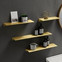 Étagère murale de rangement pour salle de bain | Étagère en métal doré brossé support de rangement mural, perceuse, grande étagère murale pour rangement de 30/40/50/60cm de long