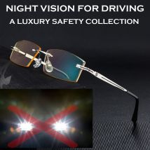 Lunettes de Vision nocturne sans monture dorée, classiques, Anti-lumière bleue, Anti-éblouissement, pour la conduite de jour et de nuit
