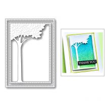 arbre Rectangle cadre arrière-plan métal découpe matrices feuille pour bricolage Scrapbooking papier artisanat et carte ne faisant pas de timbres