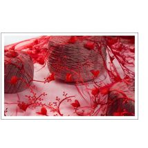 Robe à fleurs Cannes en mousseline de soie | Rouge, modèle tridimensionnel, tissu brodé en dentelle,