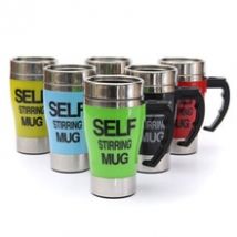 Tasse auto-remuante en acier inoxydable | Auto-mélange de thé tasse à café poignée 350ml bouton de bureau Caneca tasses