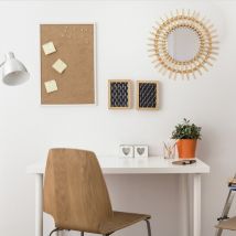 Miroir de maquillage rond fait à la main | Miroir en rotin, décoration artistique innovant, miroir suspendu au mur, pour la salle de bain, à la maison