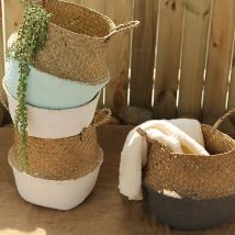 Jonc de mer panier en osier panier en osier Pot de fleur panier pliant panier rangement décoration de la maison