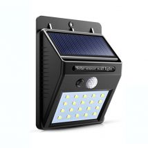 Lampe solaire à 20 LED avec détecteur de mouvement, imperméable, luminaire d'extérieur, applique murale, idéal pour un jardin, une cour ou une rue, à économie d'énergie