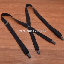 Bretelles noires solides pour hommes et femmes, grande taille, unisexe, cm, bretelles réglables, 4 clips, à la , 120