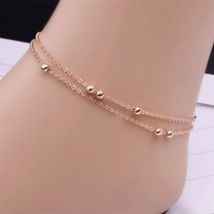 Bracelets de cheville en perles métalliques pour femmes et filles, bijoux de luxe, chaîne de pied, couleur or/argent, ,