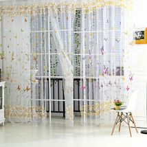 rideau de fenêtre en Voile de Tulle fleuri papillon, rideaux en voile, Tulle sur la fenêtre, voile de rideau, rideaux papillon E5M1