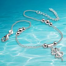 Bracelet de cheville en argent Sterling pour femmes, chaîne, pendentif pour le pied, bijoux, colis, , , 925