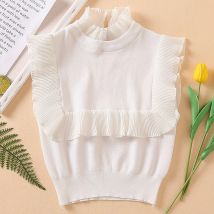 RR été mince col montant chandails femmes volants blanc pull femmes sans manches chandails femme dames HV