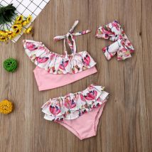 Maillots de bain pour enfants floraux pour filles trois pièces enfants maillots de bain avec bandeau filles maillot de bain enfants maillot de bain 6M-4 ans