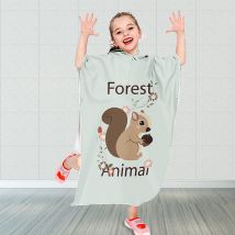 Serviette de plage à capuche avec animaux de la forêt pour enfants, peignoir de bain Portable en Microfibre pour garçons et filles