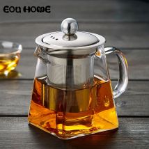 Théière en verre résistant à la chaleur bouilloire en acier inoxydable théière filtrante théière à fleurs service à thé en verre résistant aux hautes températures