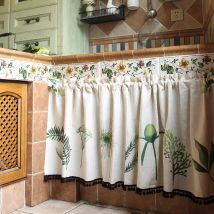 Pastorale cuisine rideaux feuilles florales imprimé porte rideau café demi lin cantonnière rideau rideau court fenêtre