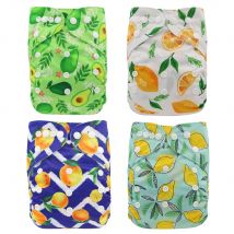 Ohbabyka 4 pièces/ensemble lavable couche-culotte réglable couche-culotte réutilisable couches-culottes