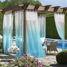 Dégradé couleur extérieure porche Gazebo rideaux transparents oeillet haut Voile Tulle rideau pour salon moderne hôtel décoration